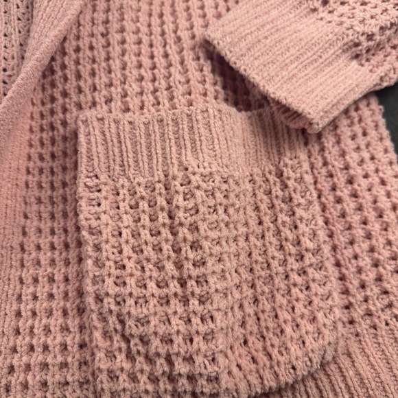 Time and Tru Women Pink Chenille Open Front Cardigan Sweater L 12-14 - Picture 4 of 8